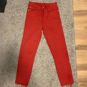 Red Levi’s High Waisted Straight Leg Jeans